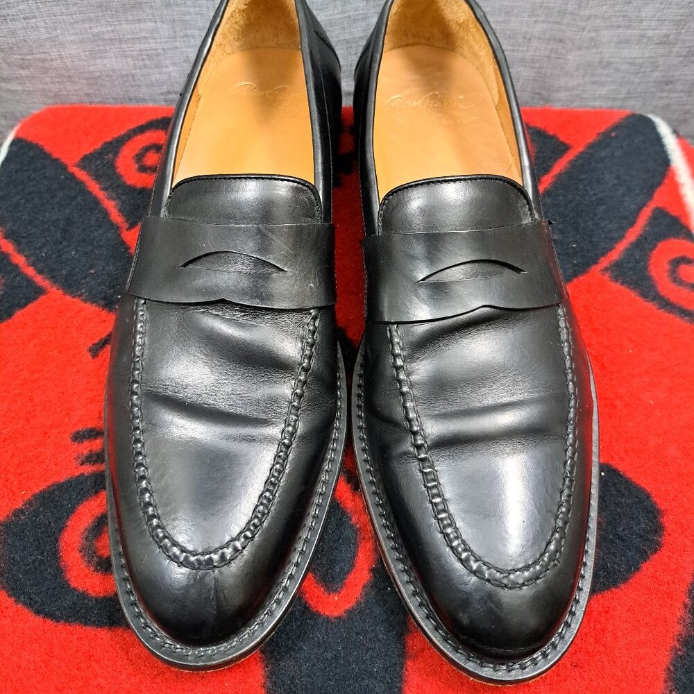 %Size 10 Alan Payne Black Leather Dress Penny Loafers Men's Shoes / D5 - Picture 3 of 13
